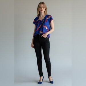 Boden Ravello Silk Blend Blouse featuring a peacock